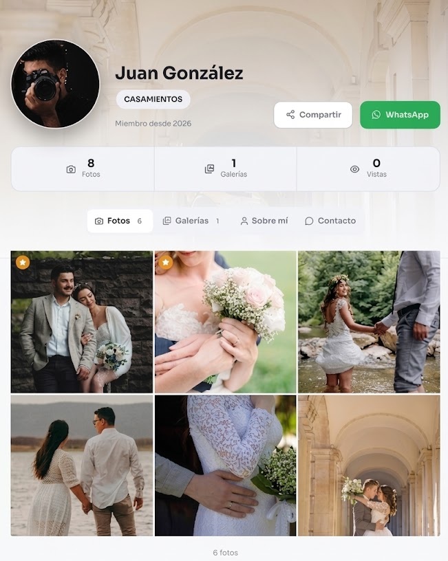 Portfolio de fotógrafo profesional en PhotoBook — galería de casamientos